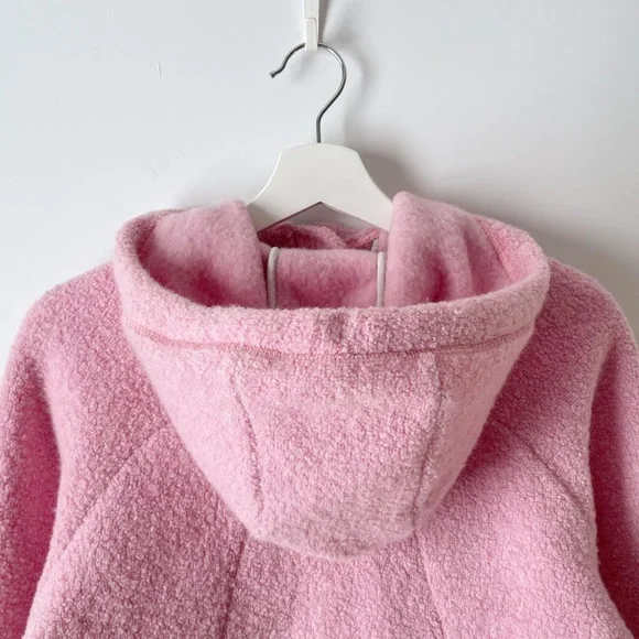 lululemon  so sherpa hooded fleece jacket in heathered pink haze, size 4 - Picture 13 of 14